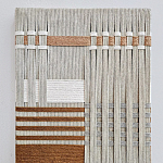 Панно из шнура Бежевая геометрическая абстракция wall panel line beige  варинант исполнения - 1 | Loft Concept в Сочи