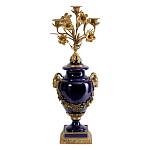 Подсвечник из темно-синего фарфора с бронзовыми элементами и цветами Eden Garden варинант исполнения - 1 | Loft Concept в Сочи