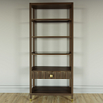 Стеллаж Elsa Dreams Walnut со стеклянными полками и ящиком варинант исполнения - 4 | Loft Concept в Сочи