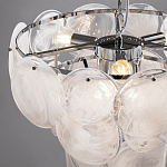 Люстра из белых стеклянных дисков на серебрянном каркасе White Glowing Reflectors варинант исполнения - 5 | Loft Concept в Сочи