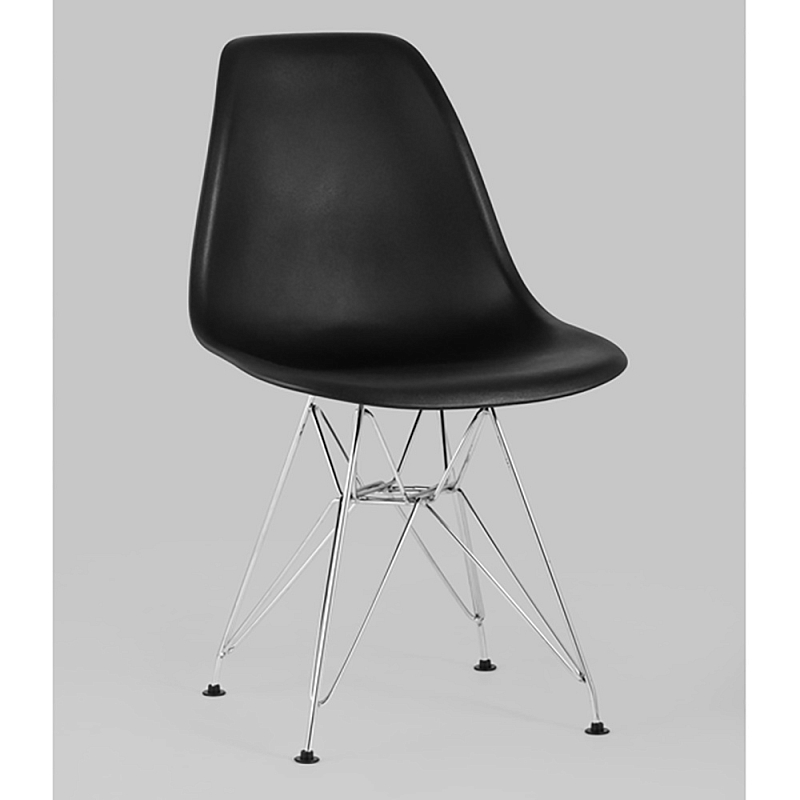 Стул Eames DSR Black Черный Серебряный Стул Eames DSR Black Черный Серебряный в Сочи | Loft Concept