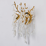 Бра золотого цвета с ветвями и белыми овальными стеклянными подвесками Droplet Chandelier варинант исполнения - 3 | Loft Concept в Сочи