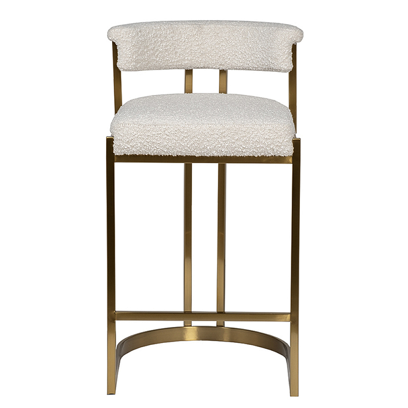 Стул барный букле бежевый с каркасом цвета матовое золото Tactility Бежевый матовое золото в Сочи | Loft Concept 