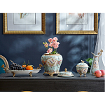 Блюдо овальное из голубого фарфора с ручками в виде бабочек и цветочным рисунком Blue Garden варинант исполнения - 4 | Loft Concept в Сочи