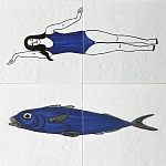 Плитка с узором Рыба пловчиха варинант исполнения - 1 | Loft Concept в Сочи