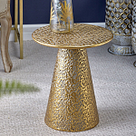 Журнальный столик с конусообразной основой и текстурной поверхностью золотого цвет Ethnic Metal варинант исполнения - 3 | Loft Concept в Сочи