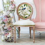 Стул бежевый из натурального бука с изображением птиц и цветов Blooming Blue Birds варинант исполнения - 3 | Loft Concept в Сочи