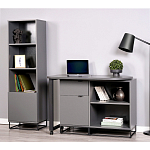 Стеллаж книжный цвета графит с 3-мя открытыми полками и дверкой Strict Lines варинант исполнения - 4 | Loft Concept в Сочи