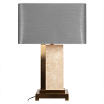 Настольная лампа с основанием из натурального камня c серым прямоугольным абажуром Lapis Tiburtinus варинант исполнения - 1 | Loft Concept в Сочи