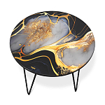Стол журнальный с круглой столешницей из стекла Gold and Black Marble варинант исполнения - 2 | Loft Concept в Сочи