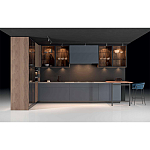 Комбинированный кухонный гарнитур сине-серого цвета с фасадом под дерево Benjamin Kitchen Set варинант исполнения - 4 | Loft Concept в Сочи