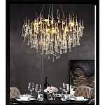 Люстра черная с прозрачными стеклянными подвесками в форме капель FAIRYTREE Light варинант исполнения - 4 | Loft Concept в Сочи