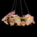 Люстра круглая на золотом каркасе с птичками и цветочным декором Miscellaneous herbs варинант исполнения - 4 | Loft Concept в Сочи