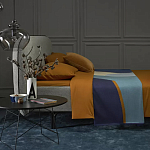 Плед из хлопка синего цвета с абстрактным принтом Elysian Flow Ocean варинант исполнения - 6 | Loft Concept в Сочи