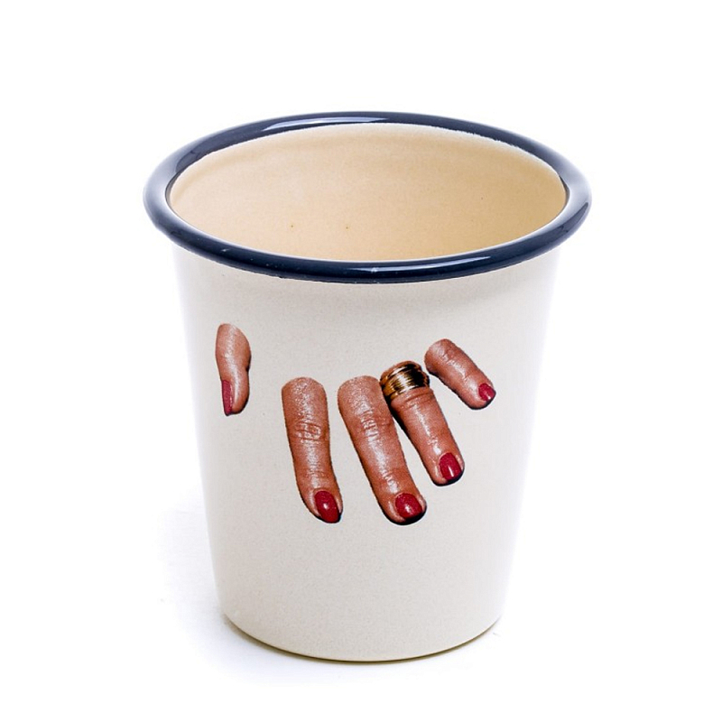 Стакан Seletti Enamel Fingers Бежевый Мульти в Сочи | Loft Concept 