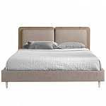 Кровать двуспальная серая с изголовьем из экокожи и ткани Modern Look варинант исполнения - 3 | Loft Concept в Сочи