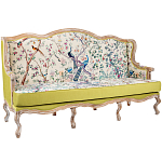 Диван из натурального бука бежевый с изображением птиц и цветов Beige Green Chinoiserie Garden Sofa варинант исполнения - 3 | Loft Concept в Сочи