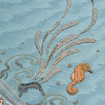 Обои с вышивкой ручной работы Amami Waves Moonbeam colourway on silk moire варинант исполнения - 3 | Loft Concept в Сочи