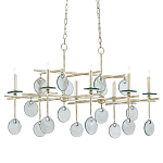 Люстра линейная с круглыми прозрачными подвесками  Horizontal Rectangular Chandelier варинант исполнения - 2 | Loft Concept в Сочи