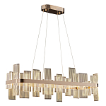 Люстра подвесная прямоугольная с рифлёными прозрачными элементами и золотым основанием Aurea Vista варинант исполнения - 1 | Loft Concept в Сочи