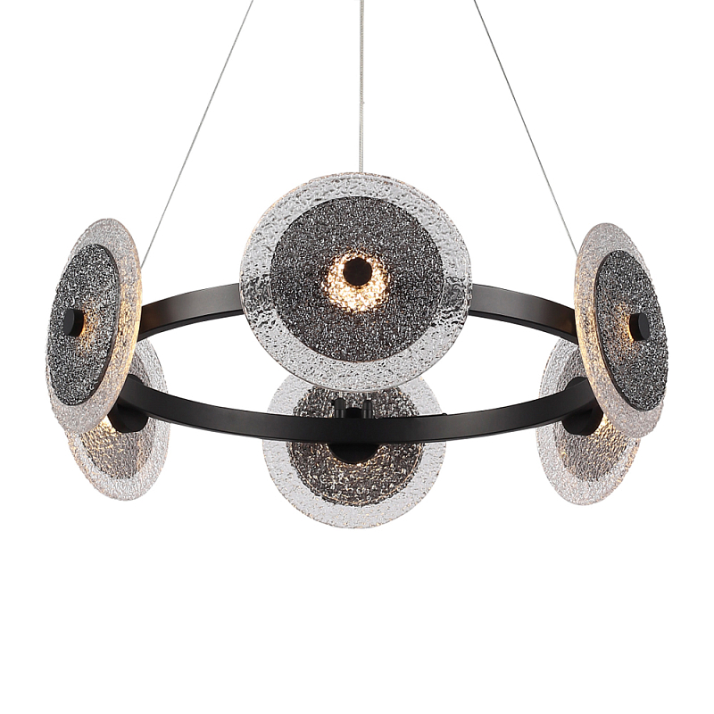 Люстра с плафонами из фактурного двойного стекла Heterochromia Дымчатый (Smoke) Черный в Сочи | Loft Concept 