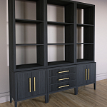 Модульный стеллаж Primo из трех составных элементов Черный дуб варинант исполнения - 3 | Loft Concept в Сочи