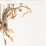 Люстра подвесная круглая с тканевым полупрозрачным абажуром и подвесками 6 ламп Gilded Elegance варинант исполнения - 6 | Loft Concept в Сочи