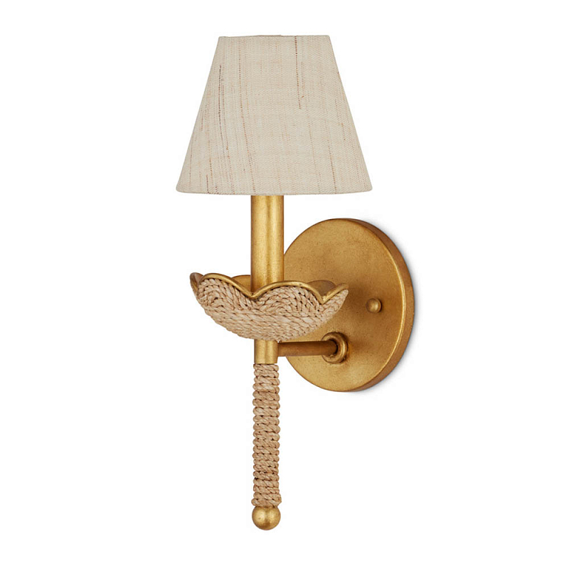 Бра из кованого железа с отделкой плетеной веревкой и сусальным золотом Parisian Style Золотой Бежевый в Сочи | Loft Concept 