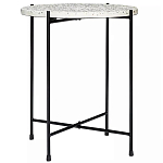 Кофейный столик с круглой разноцветной столешницей на 4-х черных ножках Multicolored Stone Composite варинант исполнения - 1 | Loft Concept в Сочи