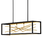 Люстра прямоугольная черного цвета с декором в виде ветвей в золотой отделке Hinkley варинант исполнения - 1 | Loft Concept в Сочи