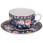 Чайный набор из фарфора синий на 6 персон 12 предметов Flower Porcelain Collection варинант исполнения - 1 | Loft Concept в Сочи