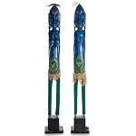 Комплект из 2-х деревянных статуэток Asmat Statuettes Blue Green варинант исполнения - 4 | Loft Concept в Сочи