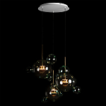 Люстра подвесная с прозрачными бирюзовыми стеклянными шарами и круглым основанием 3 лампы Giopato & Coombes варинант исполнения - 2 | Loft Concept в Сочи