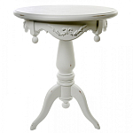 Стол приставной круглый белого цвета из массива бука с легкими потертостями White Provence варинант исполнения - 1 | Loft Concept в Сочи