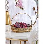 Блюдо круглое с ручкой и голубым фарфоровым дном с цветочным рисунком Blue Garden варинант исполнения - 4 | Loft Concept в Сочи