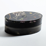 Шкатулка из эпоксидной смолы с цветами черная Epoxy Resin Oval Box Black варинант исполнения - 4 | Loft Concept в Сочи