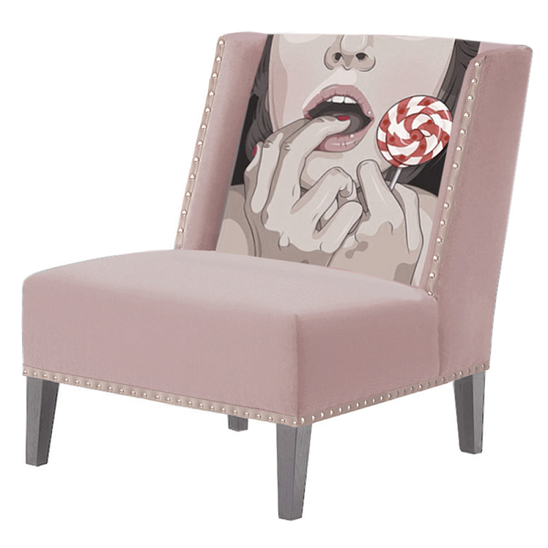 FUN Armchair Lollipop Pink Дизайнерское кресло с цветным принтом Розовый пастельный в Сочи | Loft Concept 