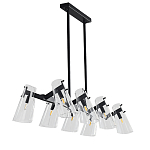 Люстра светодиодная с 8-ю прозрачными плафонами из акрила и стали Glass Cylinder Black варинант исполнения - 3 | Loft Concept в Сочи