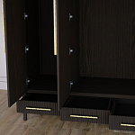 Большой Шкаф Primo Темный орех с 3 дверьми и 3 выдвижными ящиками варинант исполнения - 7 | Loft Concept в Сочи