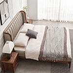 Кровать двуспальная с мягким изголовьем Moon Walnut Bed варинант исполнения - 4 | Loft Concept в Сочи