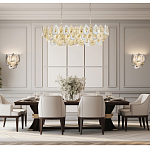 Люстра овальная с многослойными белыми и прозрачными подвесками Character Chandelier варинант исполнения - 6 | Loft Concept в Сочи