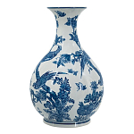 Ваза с мотивами цветущего сада с попугаями Blue Vase Inspired by Nature варинант исполнения - 2 | Loft Concept в Сочи
