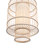 Подвесной светильник из деревянных прутьев с плафоном из натуральной ткани Light Inside the Cell варинант исполнения - 5 | Loft Concept в Сочи