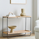 Консоль деревянной столешницей и полкой Wooden Table Top and Shelf варинант исполнения - 6 | Loft Concept в Сочи