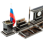 Настольный письменный набор с часами из природного камня обсидиана Team leader варинант исполнения - 3 | Loft Concept в Сочи