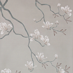 Обои ручная роспись Magnolia Canopy Original Colourway on Oyster Shell metallic silk варинант исполнения - 2 | Loft Concept в Сочи