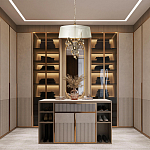 Люстра подвесная круглая с тканевым полупрозрачным абажуром и подвесками 4 лампы Gilded Elegance варинант исполнения - 8 | Loft Concept в Сочи