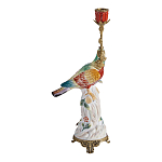 Подсвечник с попугаем из фарфора с бронзовыми элементами Eden Garden варинант исполнения - 3 | Loft Concept в Сочи