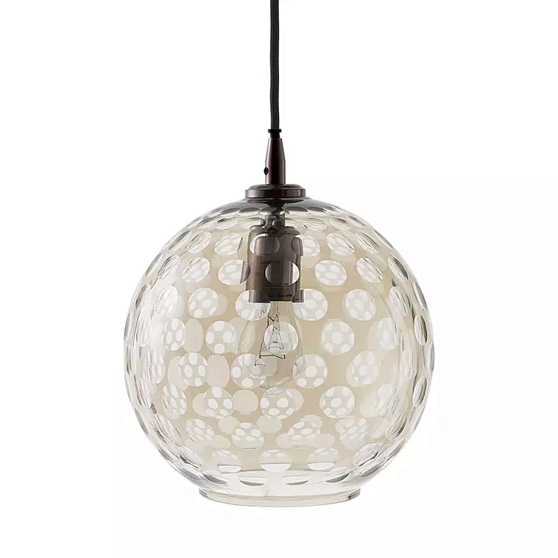 Подвесной светильник с плафоном в форме шара из стекла с рельефным узором Glass Pattern Lamp Коричневый в Сочи | Loft Concept 