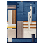 Панно из шнура Синяя геометрическая абстракция wall panel line Blue варинант исполнения - 4 | Loft Concept в Сочи